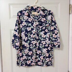 PAPINELLE Victorian Floral 100% Cotton Pajama Top Romantic Classic Size S